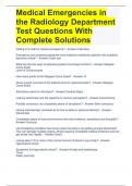 Medical Emergencies in the Radiology Department Test Questions With Complete Solutions