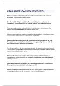 C963 AMERICAN POLITICS-WGU&vert;UPDATED&VERIFIED&vert;1005 SOLVED&vert;GUARANTEED SUCCESS