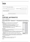 AQA AS FURTHER MATHEMATICS Paper 2S MAY 2023 QUESTION PAPER: Statistics