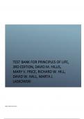 Test Bank for Principles of Life, 3rd Edition, David M. Hillis, Mary V. Price, Richard W. Hill, David W. Hall, Marta J. Laskowski.