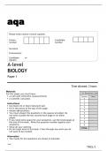 Aqa Biology A-level 7402&sol;1 Question Paper and Mark Scheme June2022&period;