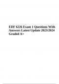 EDF 6226 Final Exam 1 Questions With Answers (Latest Update 2023/2024 Graded A+)