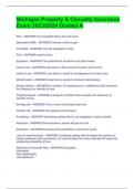 Michigan Property & Casualty Insurance Exam 2023&sol;2024 Graded A