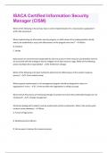 ISACA Certified Information Security Manager &lpar;CISM&rpar; &vert; Questions with 100 &percnt; Correct Answers &vert; Verified 