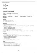 AQA  A-level ENGLISH LANGUAGE Paper 2 Language diversity and change  Monday 5 June 2023