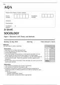 AQA A level SOCIOLOGY Paper 1 MAY 2023 QUESTION PAPER: Education with Theory and Methods