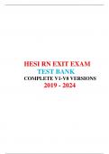 HESI RN EXIT EXAM TEST BANK COMPLETE V1-V8 VERSIONS  2019 - 2024