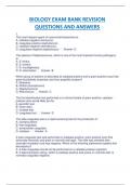 BIOLOGY EXAM BANK REVISION  QUESTIONS AND ANSWERS COMPLETE GUIDE RATED A.