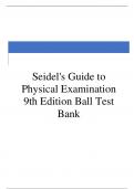  Test Bank for Seidel's Guide to Physical Examination 9th Edition Jane Ball Chapter 1-26| Complete Guide A+ 