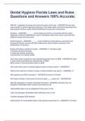 Dental Hygiene Florida Laws and Rules Questions and Answers 100&percnt; Accurate&period;