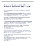 Florida Law Dentistry 2023-2024 Questions and Answers 100&percnt; Correct