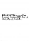 PSPO 1 EXAM Practice Questions With Complete Solutions | Latest Update Graded A+
