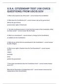 U&period;S&period;A&period; CITIZENSHIP TEST &lpar;100 CIVICS QUESTIONS&rpar; FROM USCIS&period;GOV&vert;UPDATED&VERIFIED&vert;100&percnt; SOLVED&vert;GUARANTEED SUCCESS