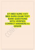 ATI MED SURG VATI MED SURG EXAM TEST BANK QUESTIONS WITH VERIFIED CORRECT ANSWERS A&plus; GRADE