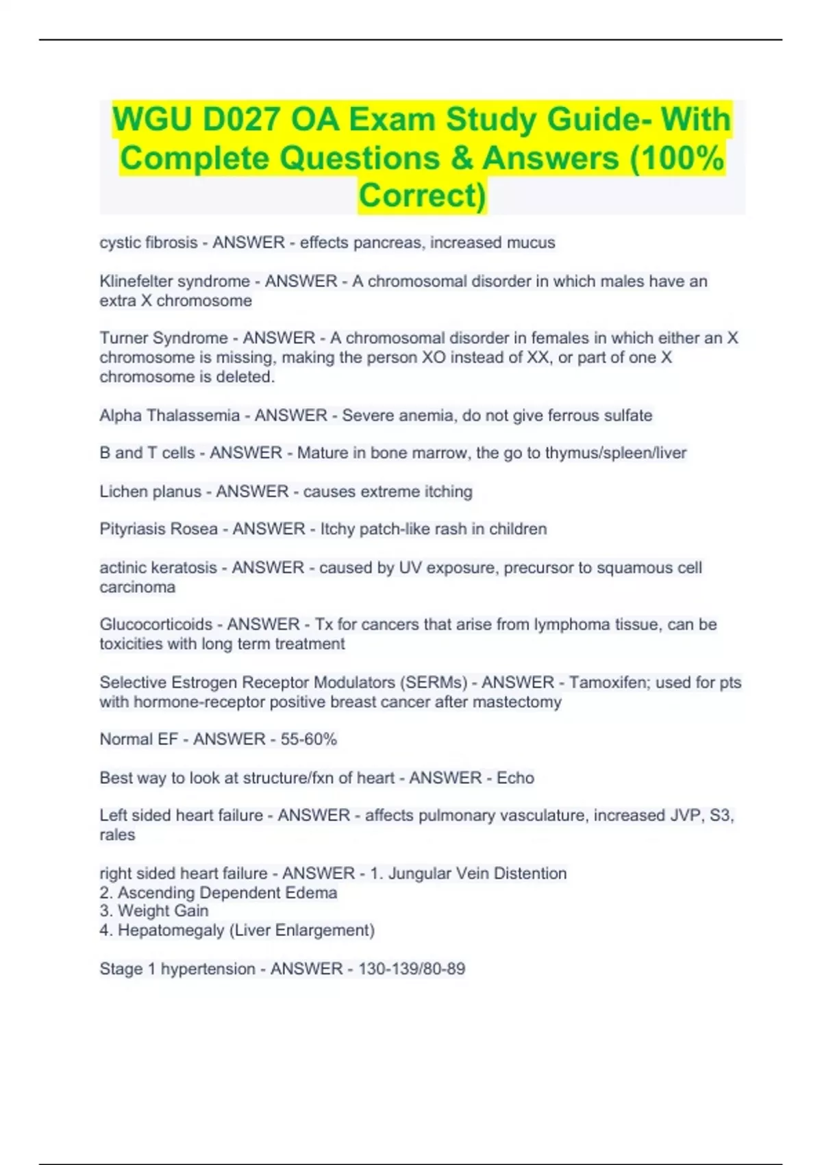 WGU D027 OA Exam Study Guide- With Complete Questions & Answers (100% ...