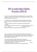 RN Leadership Online Practice 2019 B