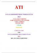 ATI RN Leadership Proctored Exam (11 Versions, 2023, NGN) / RN ATI Leadership Proctored Exam / ATI RN Proctored Leadership Exam | Real Exam + Practice Exam|