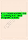 BTEC Applied Science Unit 4 Learning aim C with Complete Solutions