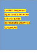 CMY3702 Assignment 1 (QUESTIONS & ANSWERS) Semester 2 2023 - DISTINCTION GUARANTEED GOODLUCK!!! 