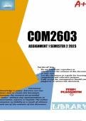 COM2603 Assignment 1 (COMPLETE ANSWERS) Semester 2 2023 (761325) - DUE 21 August 2023