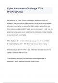 Cyber Awareness Challenge 2020 UPDATED 2023 QUESTIONS & ANSEWERS &lpar; A&plus; GRADED 100&percnt; VERIFIED&rpar;