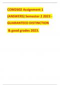 COM2602 Assignment 1 (ANSWERS) Semester 2 2023 - GUARANTEED DISTINCTION & good grades 2023.