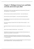 Chapter 3&colon; Michigan License Laws and Rules correctly answered to pass 2023