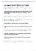 CA DMV PERMIT TEST QUESTIONS&vert;UPDATED&VERIFIED&vert;100&percnt; SOLVED&vert;GUARANTEED SUCCESS