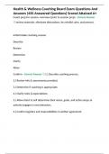 Health & Wellness Coaching Board Exam Questions And Answers &lpar;450 Answered Questions&rpar; Scored Attained A&plus;
