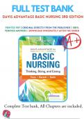 Test Banks For Davis Advantage Basic Nursing 3rd Edition  by Leslie S. Treas; Karen L. Barnett; Mable H. Smith , 9781719642071, Chapter 1-41 Complete Guide