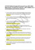 ATI RN Medical-Surgical Proctored Exam 2023-2024 MID-FINAL EXAM (ACCURATE ) 100 CORRECTLY ANSWERED QUESTIONS (NEW)!!!