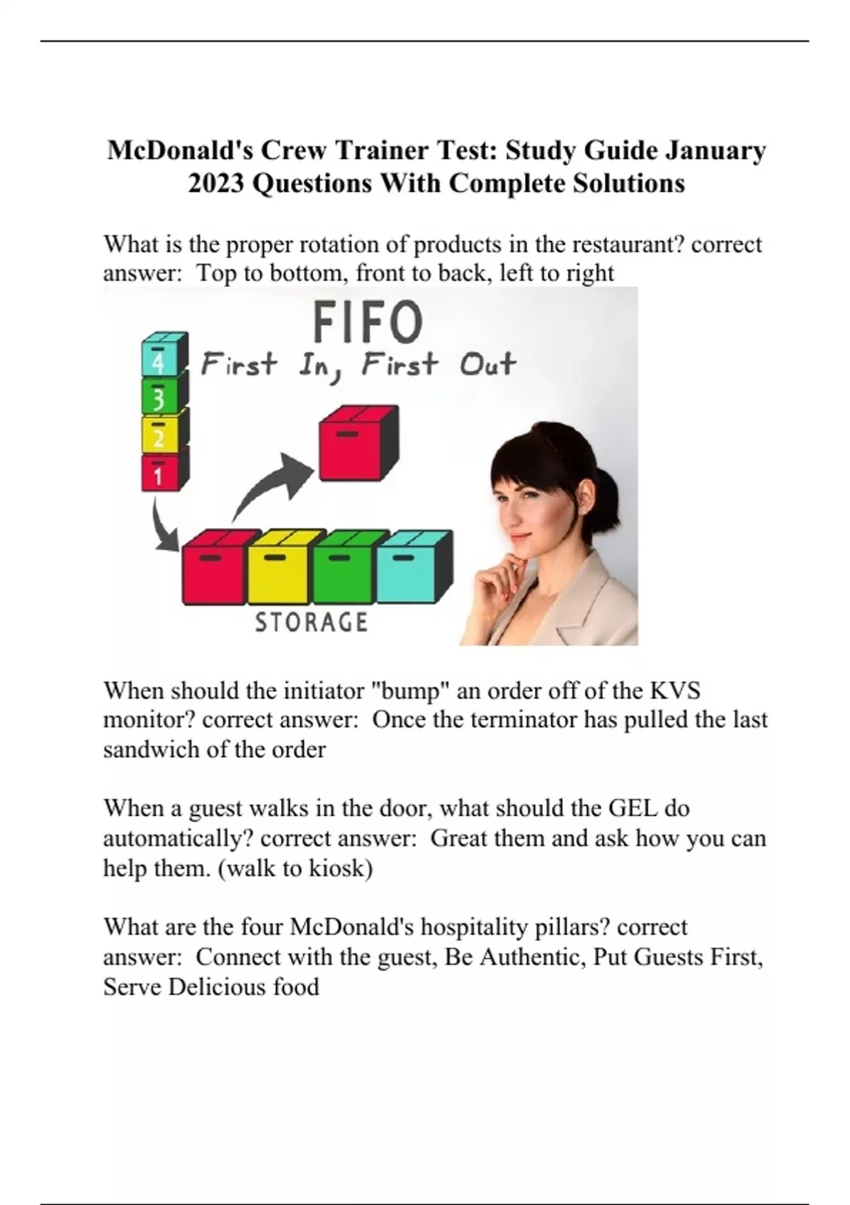 McDonald's Crew Trainer Test: Study Guide January 2023 Questions With ...