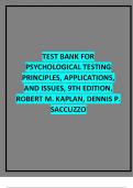 TEST BANK FOR PSYCHOLOGICAL TESTING PRINCIPLES, APPLICATIONS, AND ISSUES, 9TH EDITION, ROBERT M. KAPLAN, DENNIS P. SACCUZZO 2023