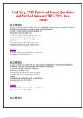 Med Surg CMS Proctored Exam&vert; Questions and Verified Answers&vert; 2023&sol; 2024 New Update 