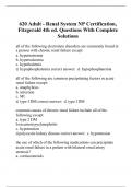620 Adult - Renal System NP Certification, Fitzgerald 4th ed. Questions With Complete Solutions