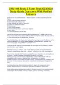 CWV 101 Topic 6 Exam Test 2023/2024 Study Guide Questions With Verified Answers