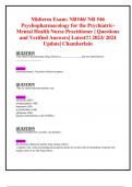 Midterm Exam: NR546/ NR 546 Psychopharmacology for the Psychiatric- Mental Health Nurse Practitioner | Questions and Verified Answers| Latest!!! 2023/ 2024 