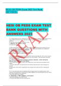 HESI OB PEDS Exam 2023 Test Bank (REVISED).      HESI OB PEDS EXAM TEST  BANK QUESTIONS WITH ANSWERS 2023 