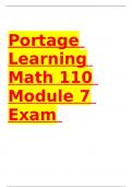 MATH 110 Module 7 Exam (Latest-2023) / MATH110 Module 7 Exam/ MATH 110 Statistics Module 7 Exam/ MATH110 Statistics Module 7 Exam: Portage Learning |100% Correct Q & A|