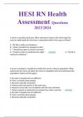 HESI RN Health Assessment Questions 2023/2024