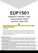 EUP1501 Assignment 4 (ANSWERS) Semester 1 2024 - DISTINCTION GUARANTEED