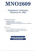 MNO2609 - ASSIGNMENT 1 SOLUTIONS (SEMESTER 02 - 2023)