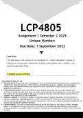  LCP4805 Assignment 1 (ANSWERS) Semester 2 2023 - DISTINCTION GUARANTEED (3 ANSWERS INCLUDED)