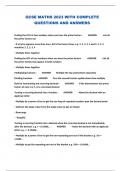 GCSE MATHS 2023 WITH COMPLETE QUESTIONS AND ANSWERS
