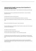 Colorado Life & Health  Insurance Exam Questions & Answers Already Solved 
