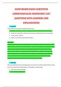 AGNP BOARD EXAM QUESTIONSCARDIOVASCULAR ASSESSMENT (107 QUESTIONS WITH ANSWERS AND EXPLANATIONS)
