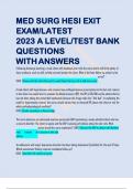 Med-Surg II HESI Test Bank 2022/2023 Questions and Answers;(perfect guide for your final)