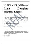 NURS 6521 Midterm  Exam (Complete  Solution) Latest: Question 