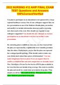2022 NURSING 412 AHIP FINAL EXAM TEST Questions and Answers 100&percnt;Correct&sol;Verified