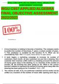 WGU C957 APPLIED ALGEBRA FINAL OBJECTIVE ASSESSMENT 2022/2023